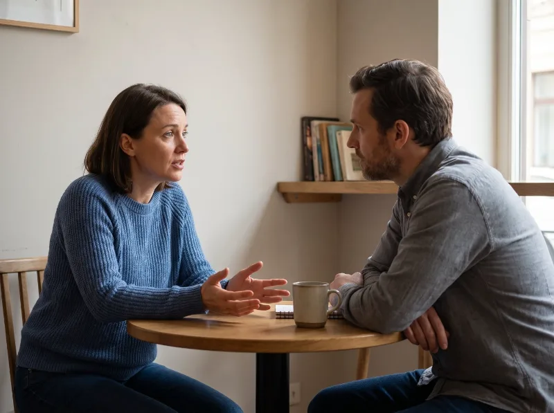 Conversación sincera en una mesa