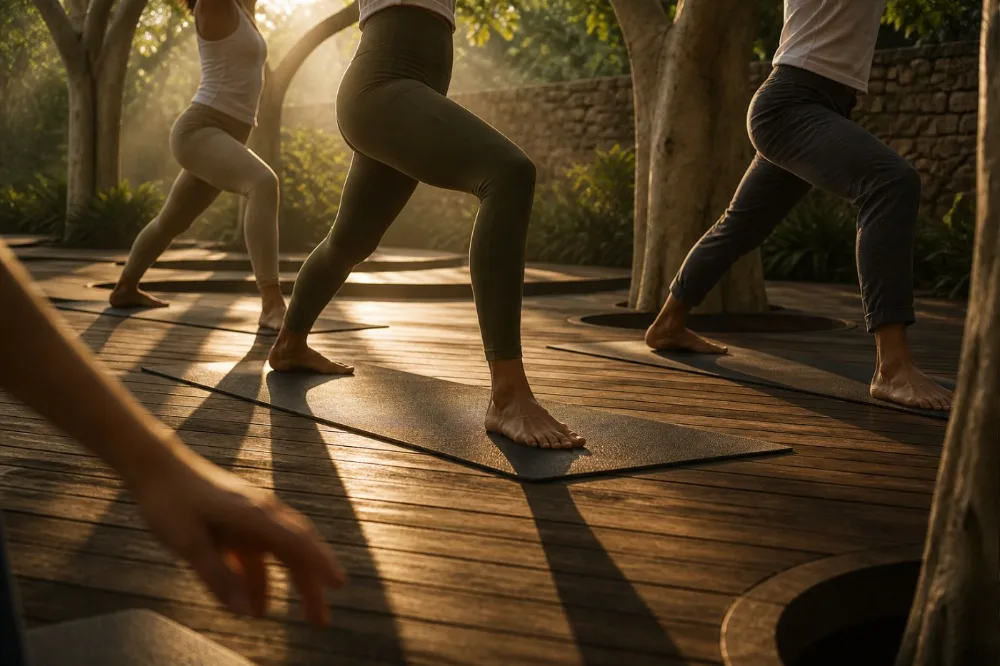 Legging ZENTR · zancada en el deck a contraluz