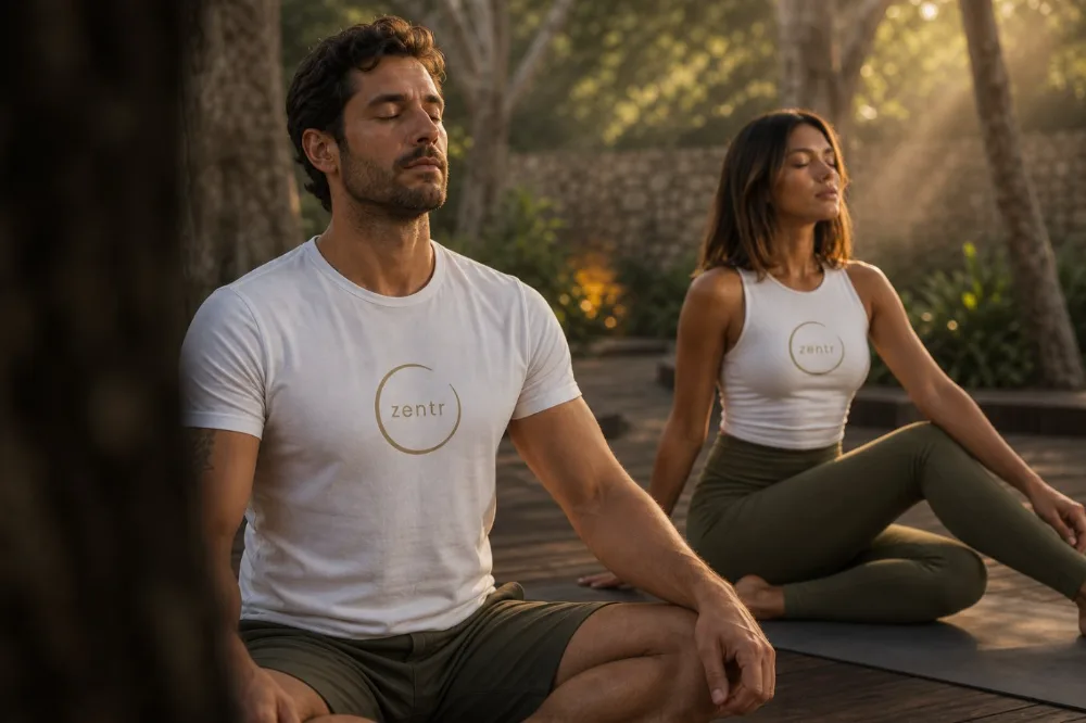 T-shirt ZENTR · práctica sentada al amanecer